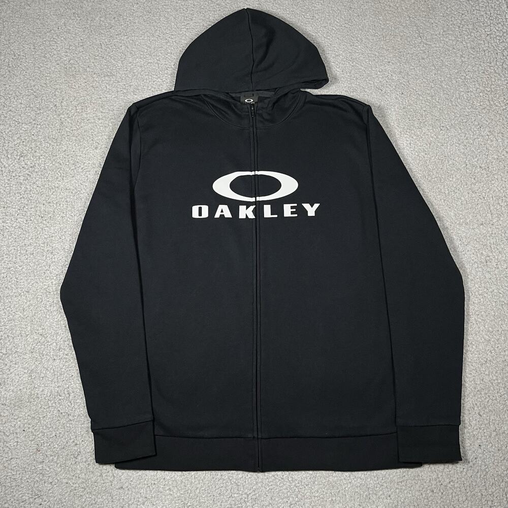 Oakley Hoodie Mens L Full Zip Fleece Sweatshirt VTG Y2K Grunge Big Logo Skate